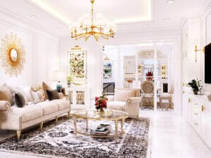 Sự kết hợp hài hoà giữa các chất liệu nội thất sang trọng