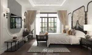 Phòng ngủ biệt thự liền kề Indochine với những điểm nhấn đậm chất Việt Nam