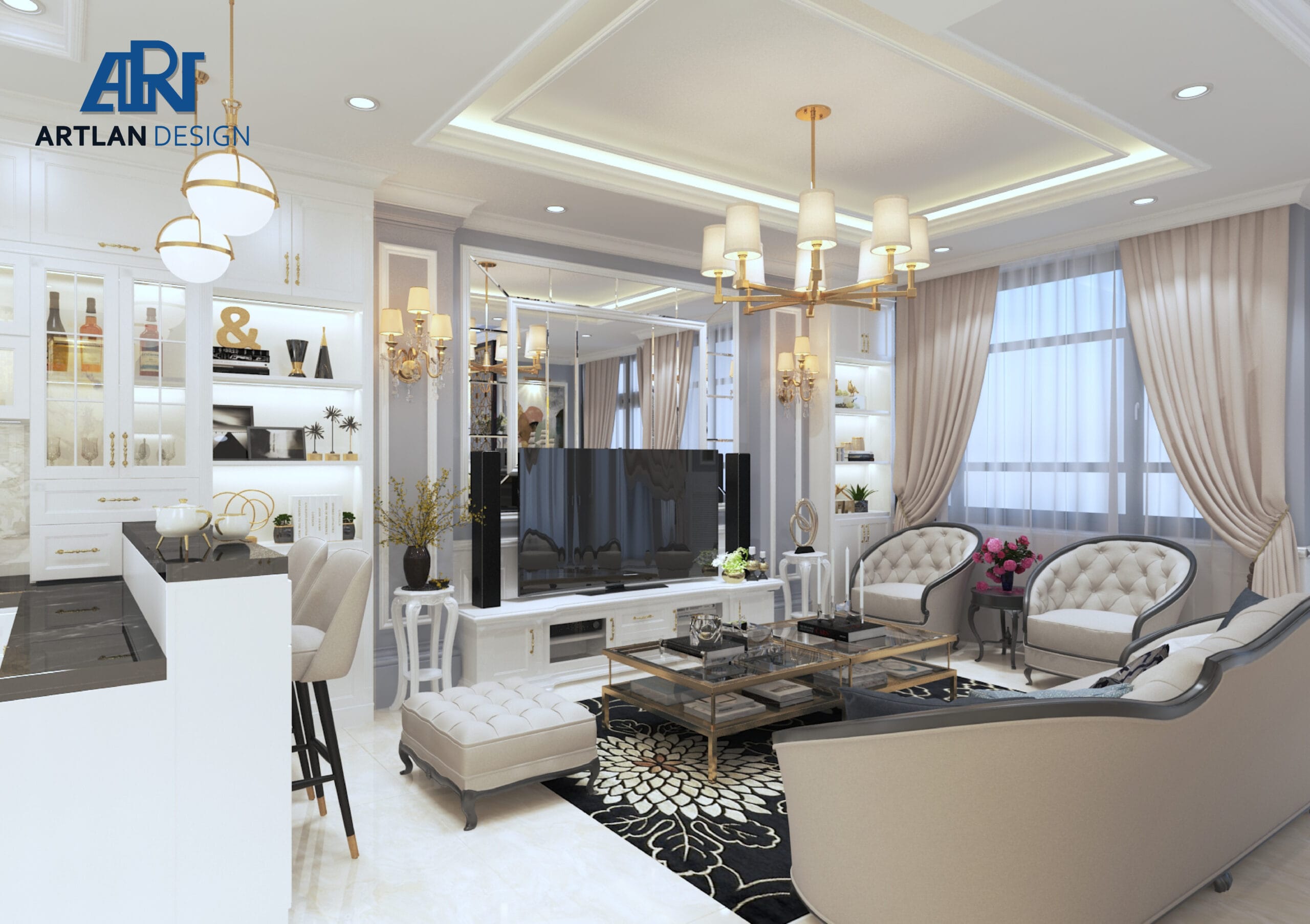 Rèm cửa phòng khách tạo cảm giác sang trọng thanh lịch