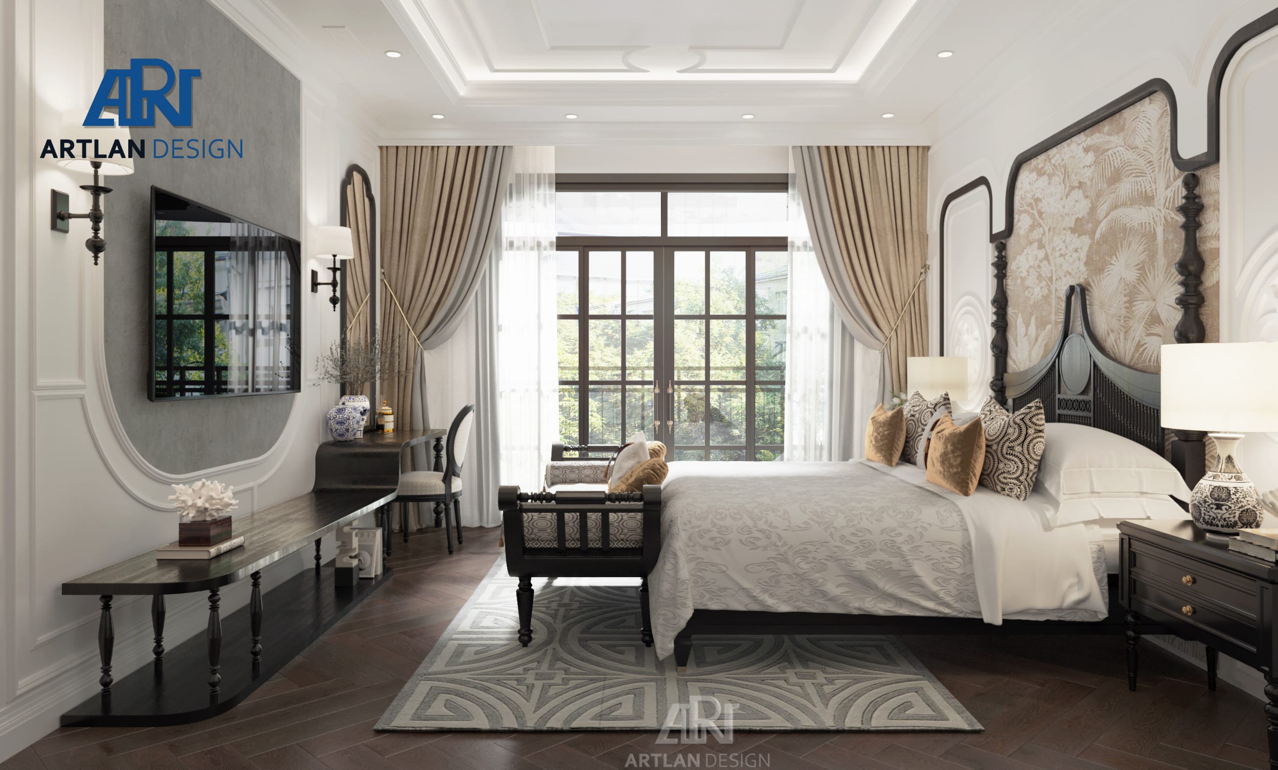 Đầu giường sát vách tường vừa tối ưu diện tích vừa hợp phong thủy